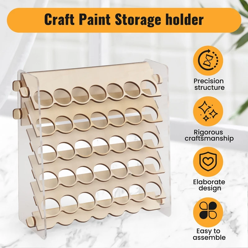 

Paint rack Craft Paint Storage Modular Wooden Paint Organizer - Holds 35 Bottles of