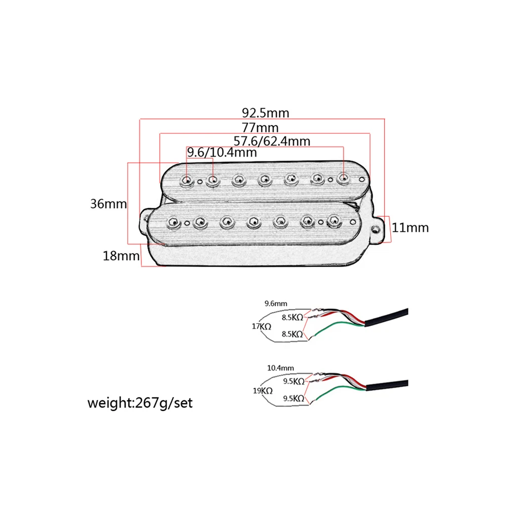 7 strings fiber alnico v neck and Bridge Pickup Humbucker Guitar
