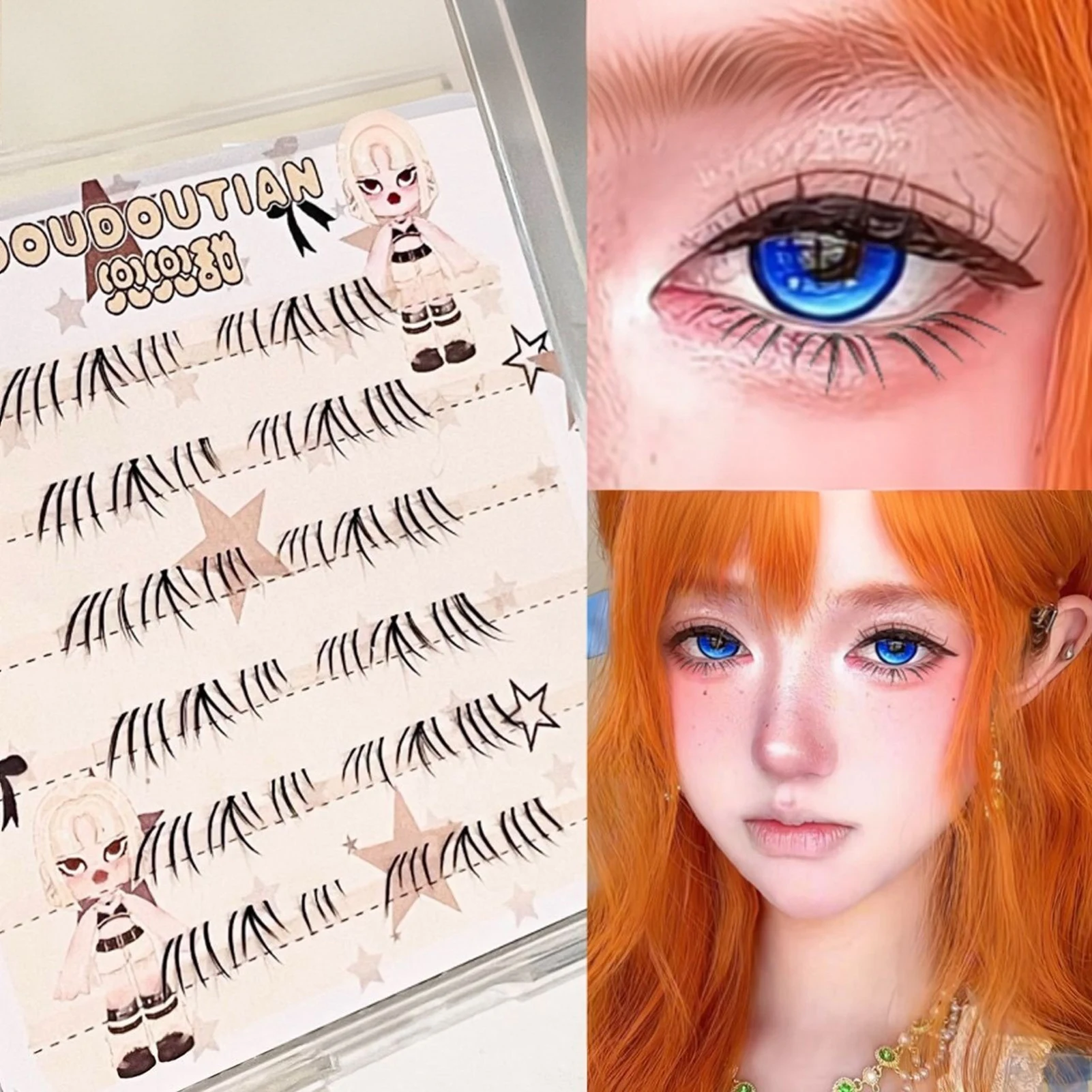 Manga Lower False Eyelashes Coral Velvet Texture Natural Volume Transparent Band Bottom Lash Women Daily Makeup Cosplay Eyelash