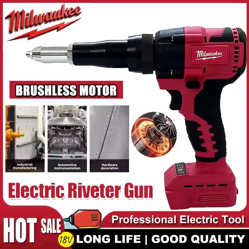 

Электрический заклепочник Milwaukee 4,8 мм, беспроводной бесщеточный клепальный инструмент со светодиодной подсветкой для батареи Milwaukee 20 В 18 В