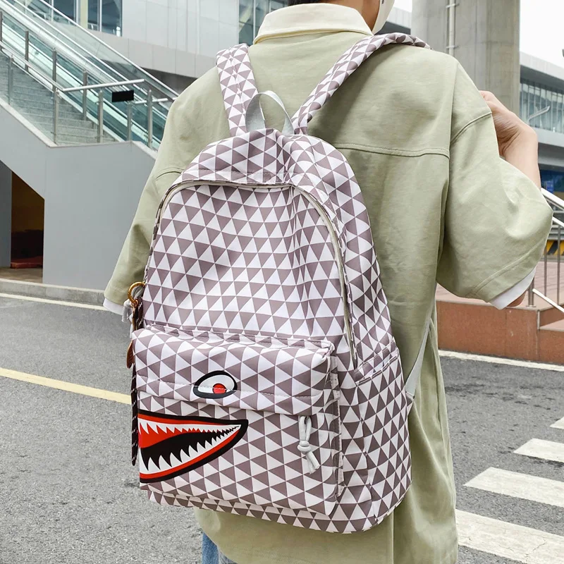 New Men's Trendy Shark Print Backpack - Lightweight Travel Laptop Bag, Student Bookbag
