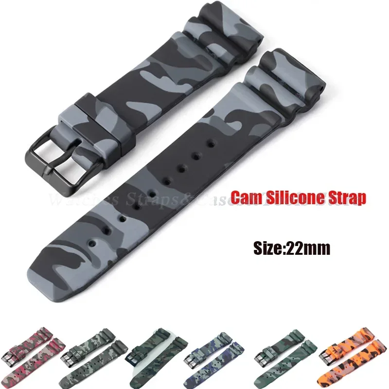 High Quality Soft Silicone Rubber Watch Band 22mm Waterproof Camouflage Rubber Watch Strap Bracelet Sport Watch Replacement Belt