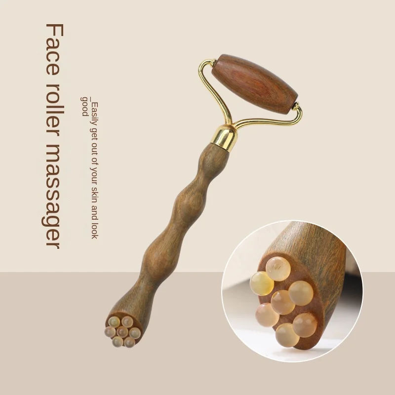 

Роликовая массажная палочка для лица с сандаловым деревом, контур глаз, укрепляющая релаксация кожи, деревянная массажная расческа с узлами для акупрессуры