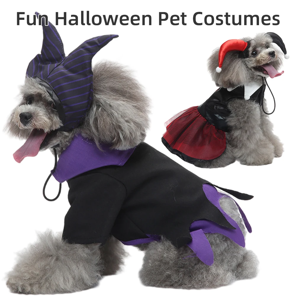 

Halloween Clown Witch Dog Costume Funny Pet Cosplay Outfit with Cape Hilarious Festival Dress Up For Cats & Small Medium Dogs