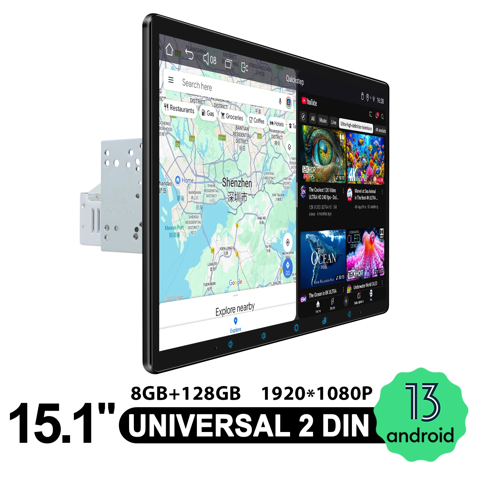 JOYING 15.1 Inch 8G 128G 1920*1080 Double 2 Din Car Radio Stereo Multimedia Player Head Unit With Android Auto Carplay HDMI Out