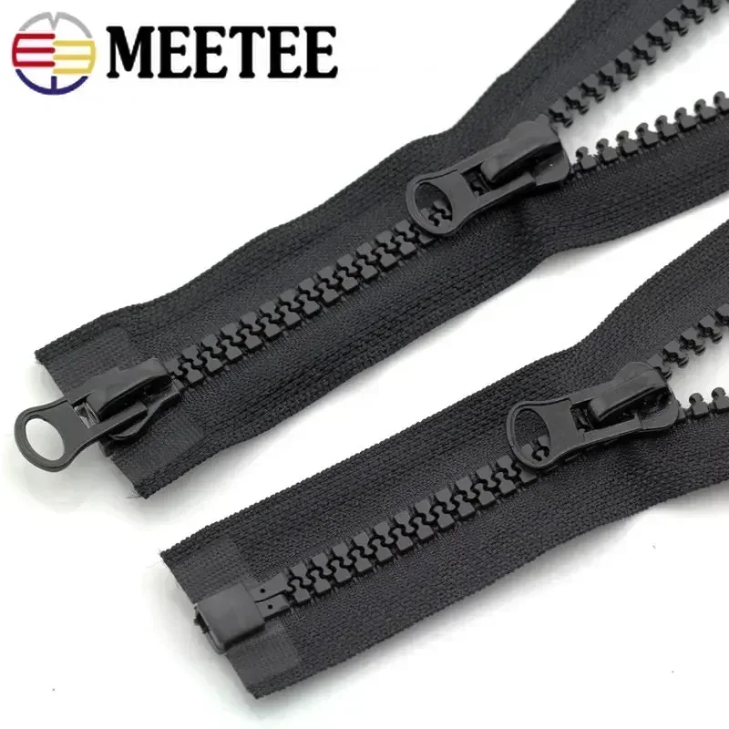 Meetee 8# Resin Zippers 15/20cm Close-end 60-500cm Open-end Long Auto Lock Zip for Coat Bags Tent Zipper Repair Sewing Accessory