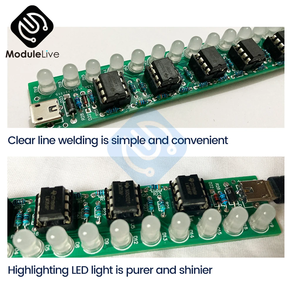 Usb Audio Spectrum Lamp Kit Led Car Volume Level Indicator Music Audio Display Circuit Board To Increase The Hands-on Ability