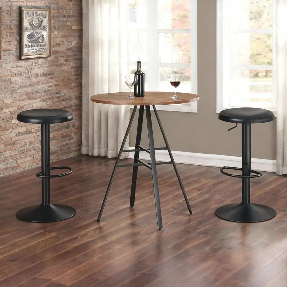 Coppia di sgabelli da bar girevoli regolabili, set di sgabelli senza schienale in metallo ad altezza bancone per isola della cucina o pub, nero