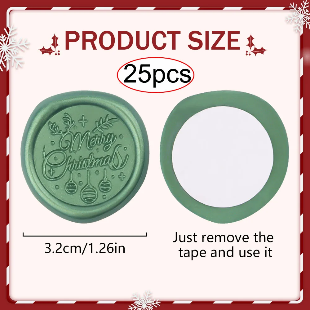 25pcs Christmas Elements Wax Seal Stickers Merry Christmas Self-adhesive Stamp Invitation Envelope Stickers Perfect for Invitati