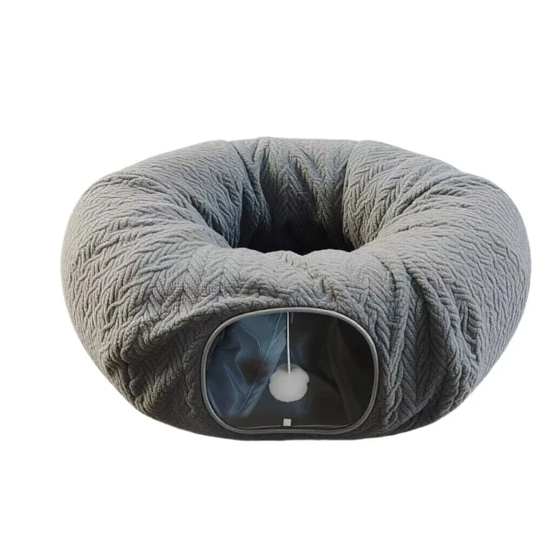 Jacquard Shu cotton lint tunnel cat nest spring and autumn cat drilling track donut