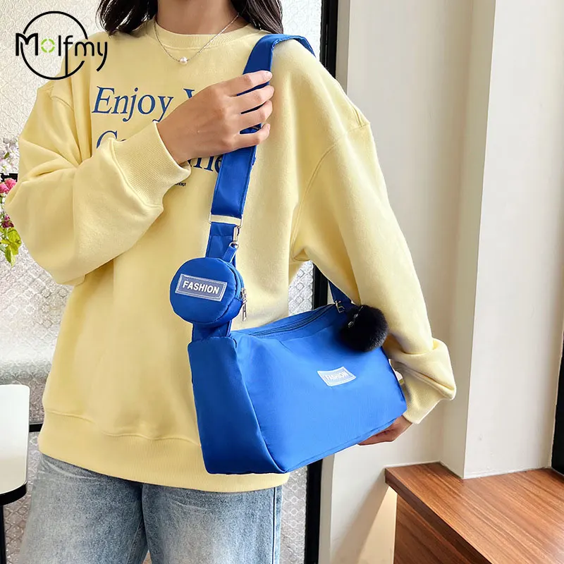 

Оксфордская сумка через плечо с кошельком для женщин, многофункциональные дизайнерские сумки на плечо, большая вместительная студенческая сумка-шоппер, кошельки 2025