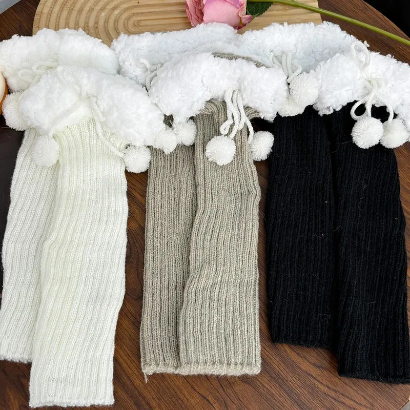 محبوك الساقين دفئا مع الكرة القوس الجوارب الطويلة الفتيات Y2K الدانتيل لوليتا جورب العجل T على شكل الدانتيل الساق القرن تدفئة النساء