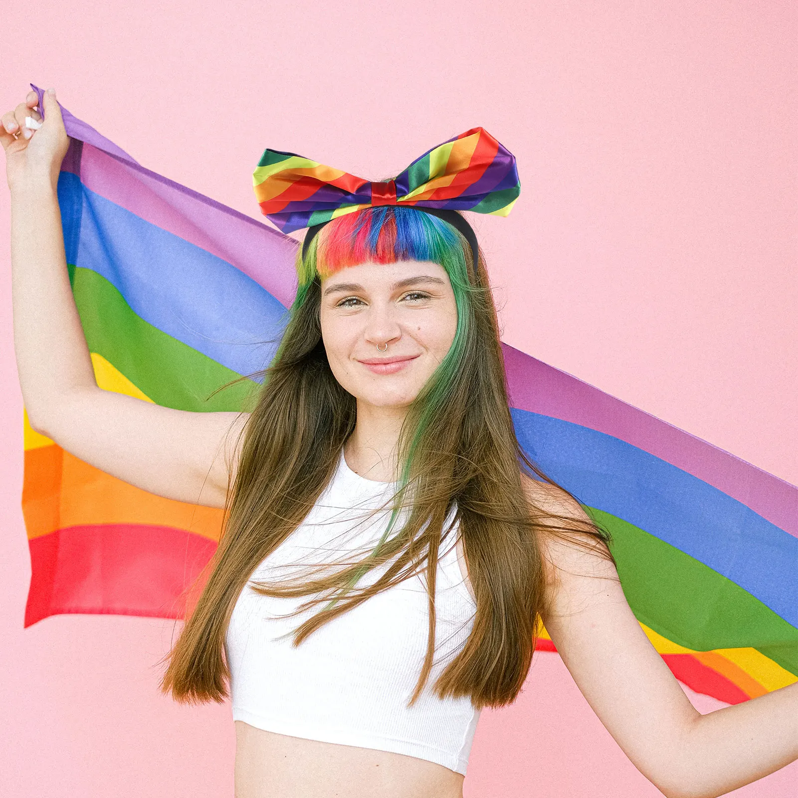 

Rainbow Headband for Women Big Bowknot 6 Color Elastic Pride Accessories Fabric Breathable Comfortable Daily Wear Party Use Hair