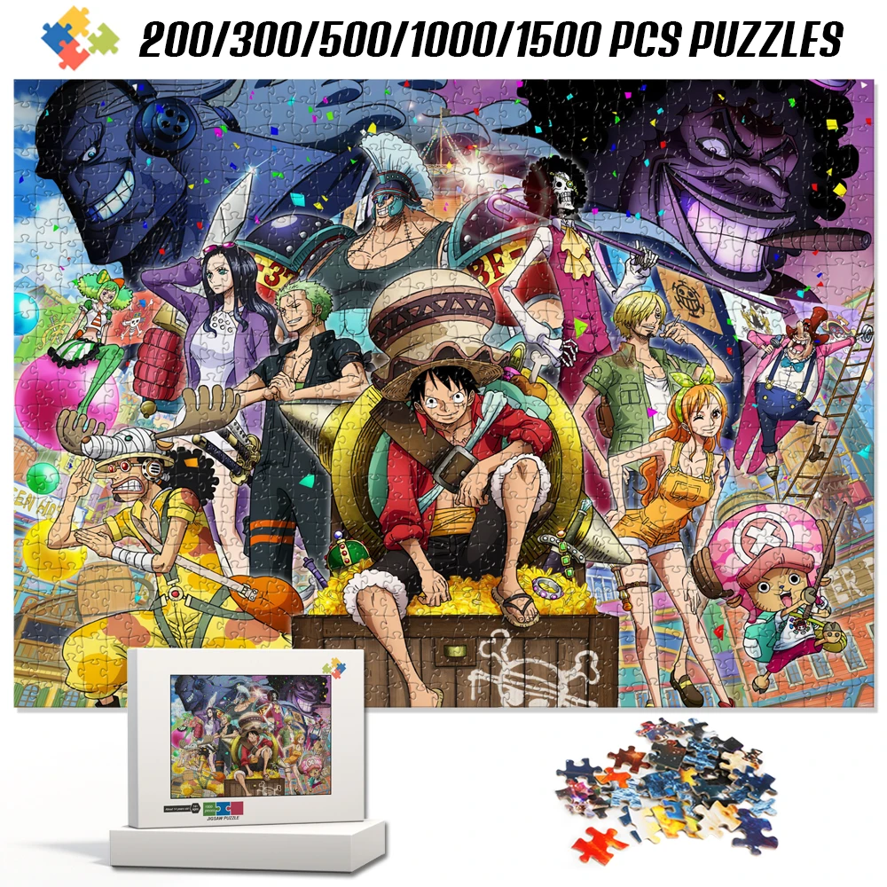 Puzzles de dessin animé One Piece pour adultes, simple, difficile, multi-spécifications, jouets pour enfants, dos