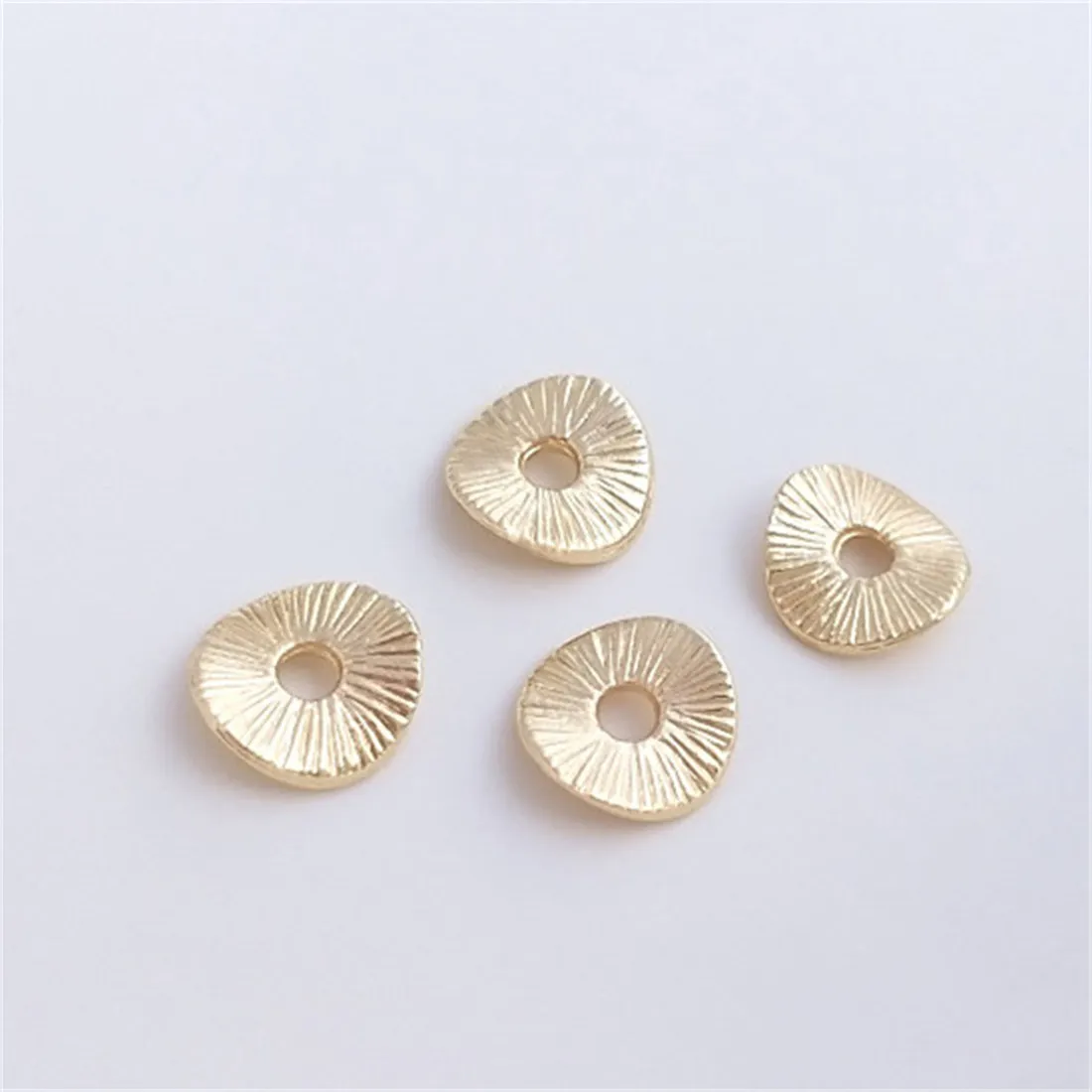 

14K Gold-filled Lotus Leaf Spacer, Curved Brushed Wood Grain Flower Holder Gasket, DIY Jewelry, Bracelet, Beaded Accessories