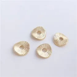 14K Gold-Color Lotus Leaf Spacer, Curved Brushed Wood Grain Flower Holder Gasket, DIY Jewelry, Bracelet, Beaded Accessories