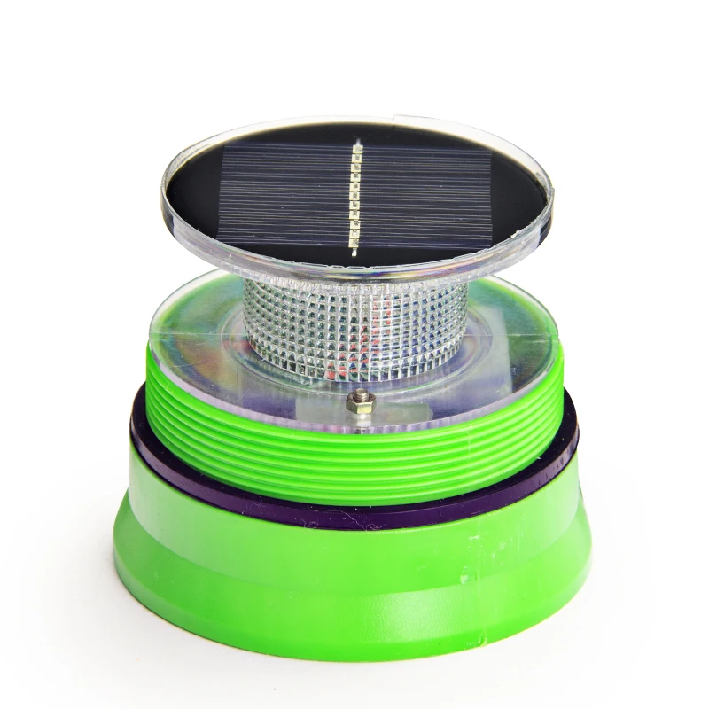 Solar Powed Beacon Light Red Green Two-color Flashing Warning Light Boat Navigation Signal Positioning Night Warning Light