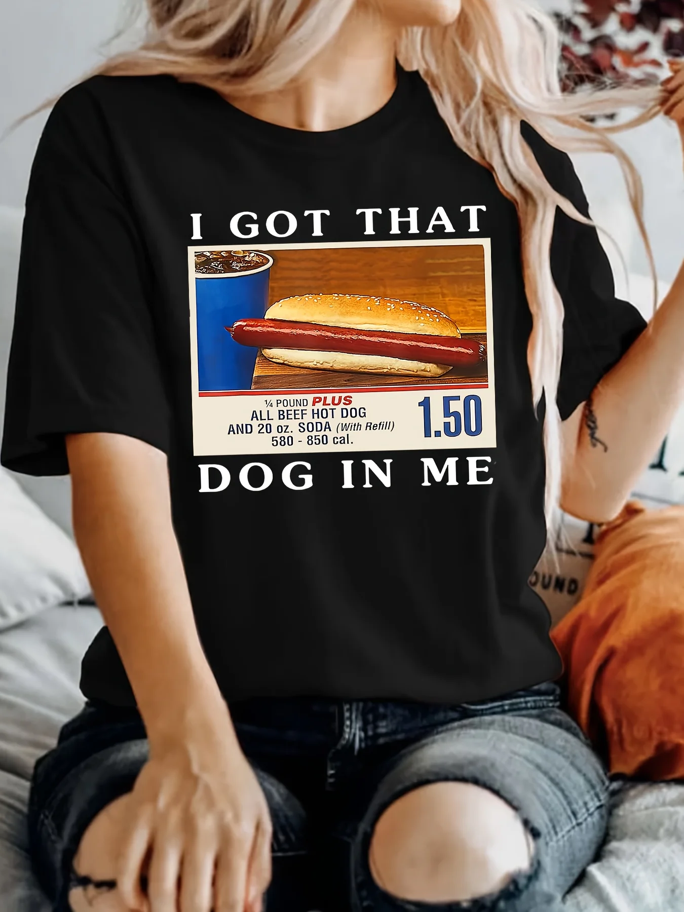 I Got That Dog In Me Letter Print Women T-Shirt Summer Casual Tops Funny Street O-Neck Short Sleeve Breathable Loose Clothes