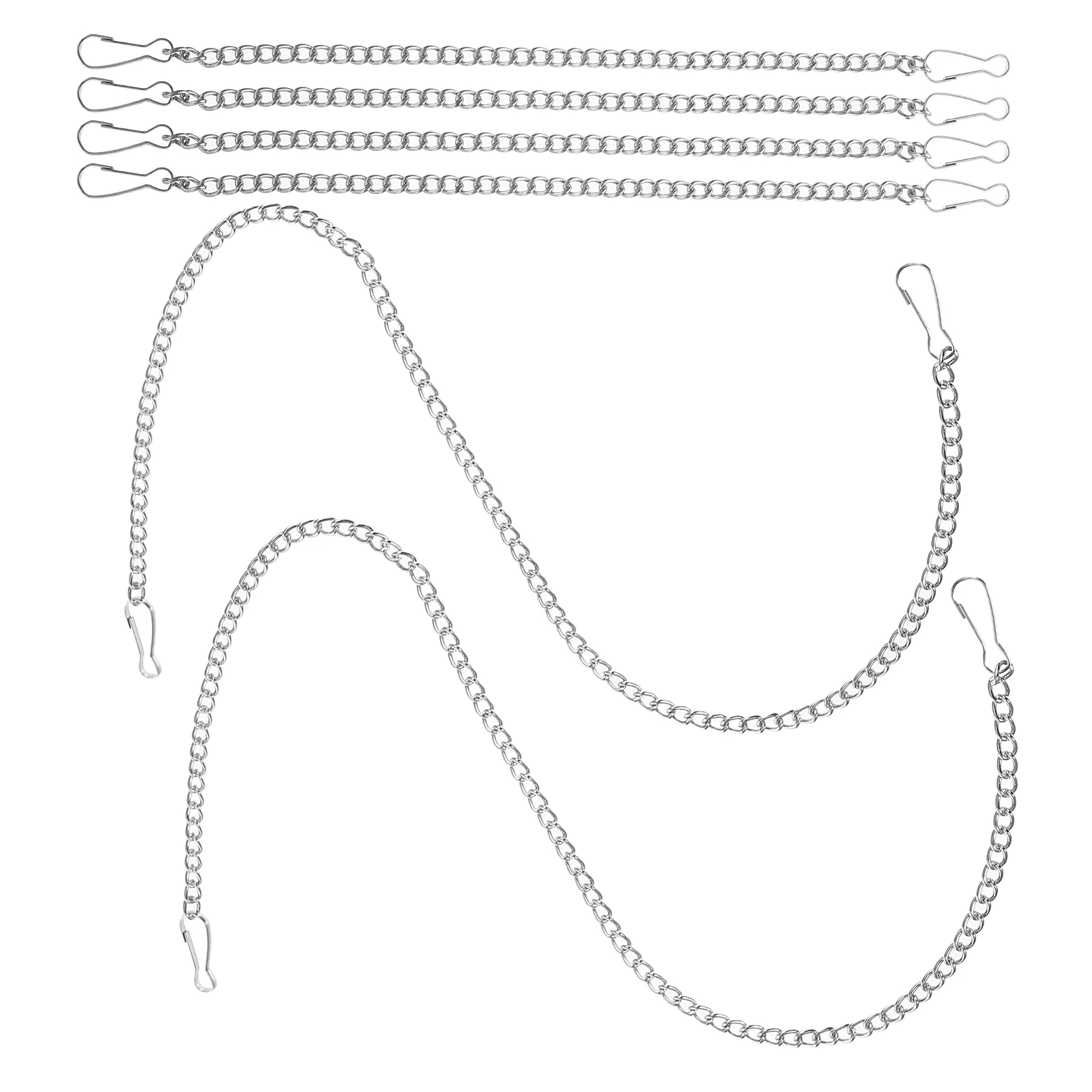

6pcs Iron Tag Chain 25cmx4 50cmx2 Silver Clasp Chains for Hanging Picture Ornament Billboard Metal Plant Hardware