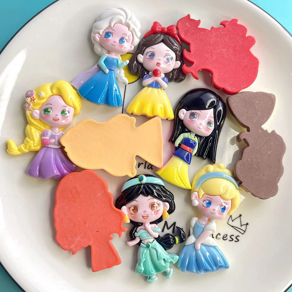 2Pcs cute princess resin flatback supplies diy kawaii resin accessories crafts materials scrapbooking embellishment