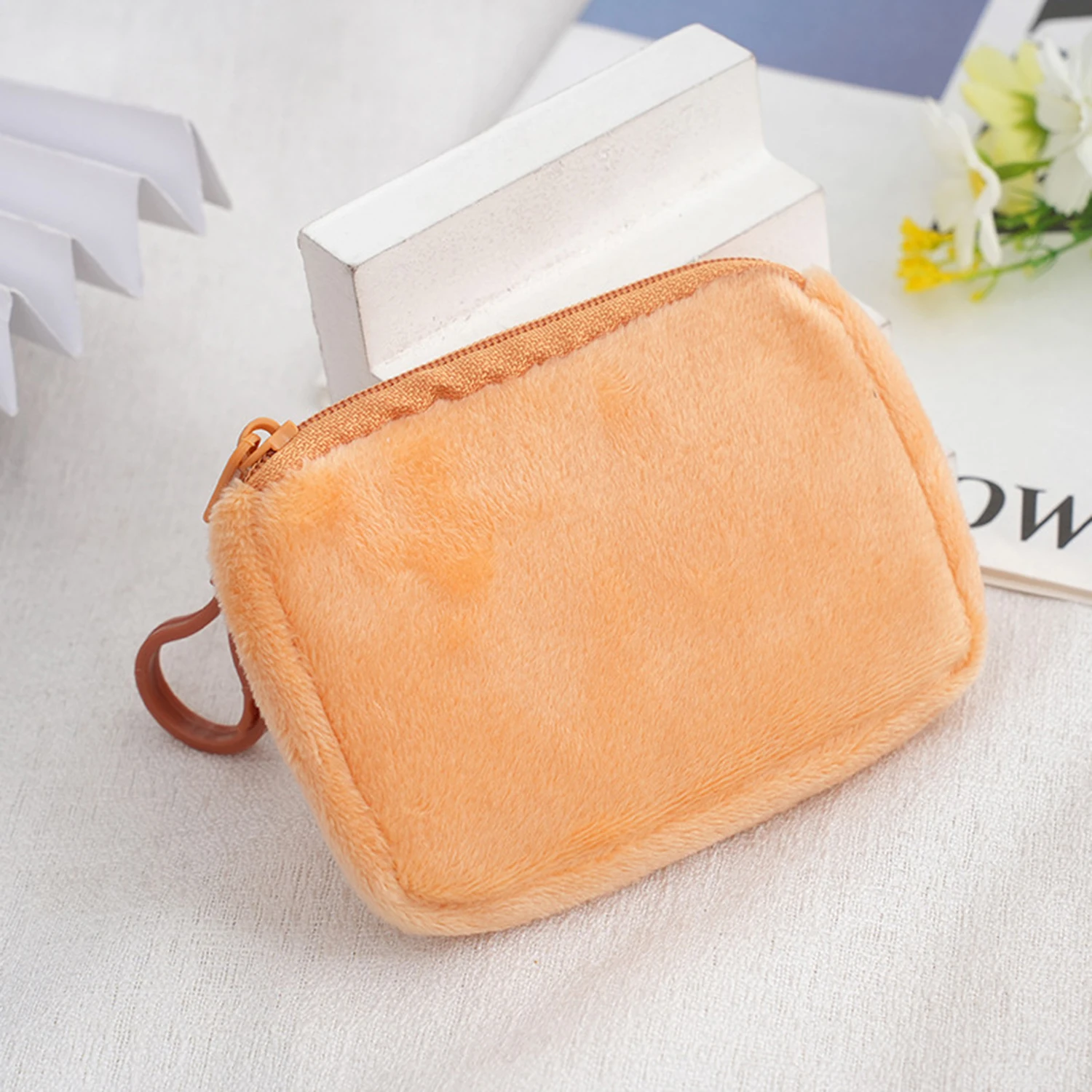 Korean Mini Fashion Square Zipper Coin Purse Women\'s Thin and Short Handbag Card Package Coin Bag Cute Purse Key Earphone Pouch