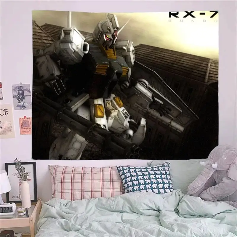 1PC RX-7 건담 로봇 메카 태피스트리, 침실 거실용 대형 벽 장식, 모드별로 꾸며진 아늑한 작업 공간 장식