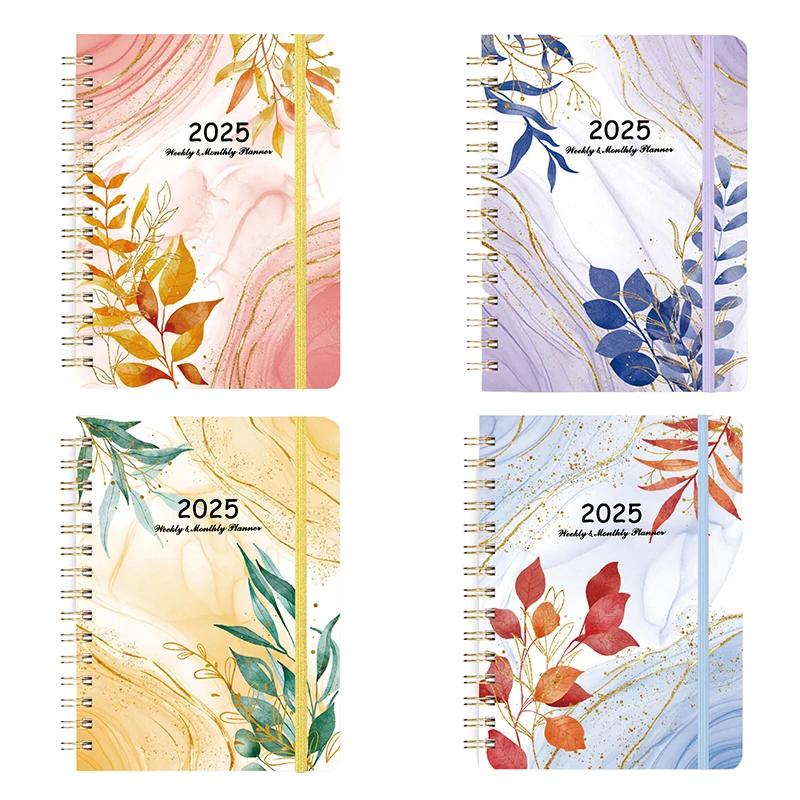 2025 Planner Notebooks Month Weekly Floral Leaves Notebook Schedule Diary Schedule Journal School Office Supplies Stationery