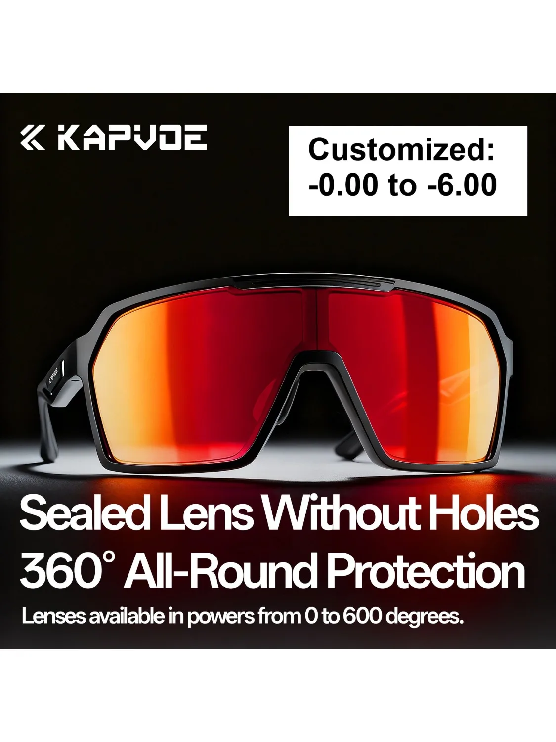 AliExpress kapvoe Kapvoe Prescription Cycling Sunglasses One-piece molding Sports Customs Glasses Sunglasses Sports Bike Goggles for Men Women