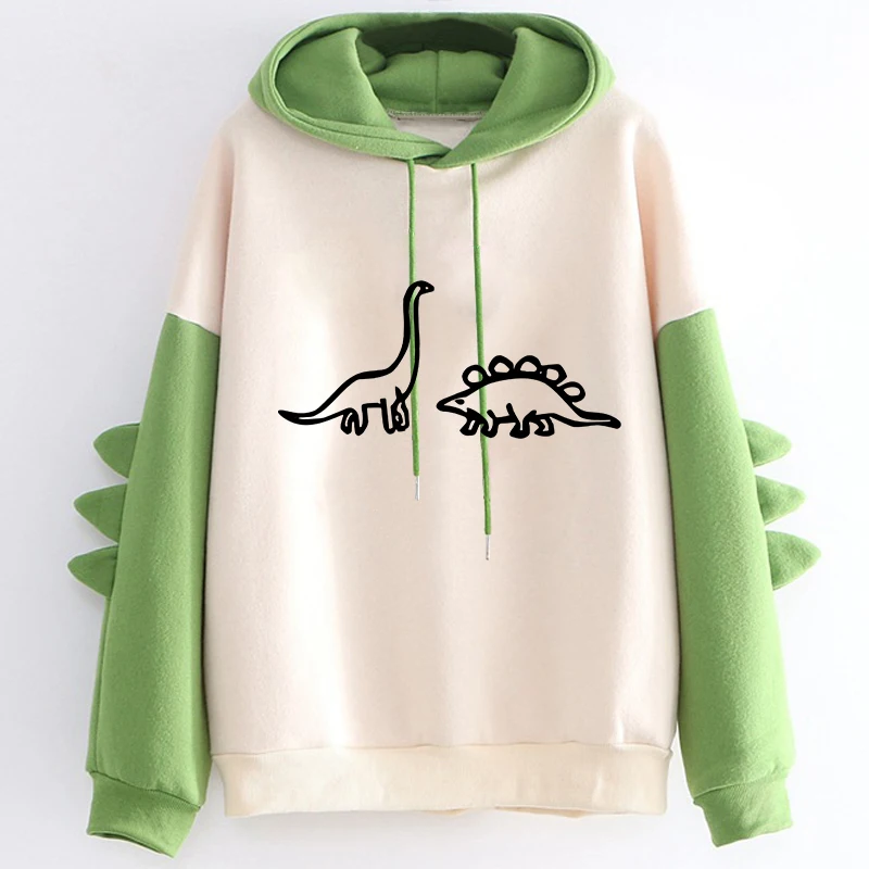 90s Fashion Vintage Sweatshirt Funny Dinosaur Cactus Cute Hoodies for Women Men Gothic Hip Hop Streetwear Mange Pullovers Female