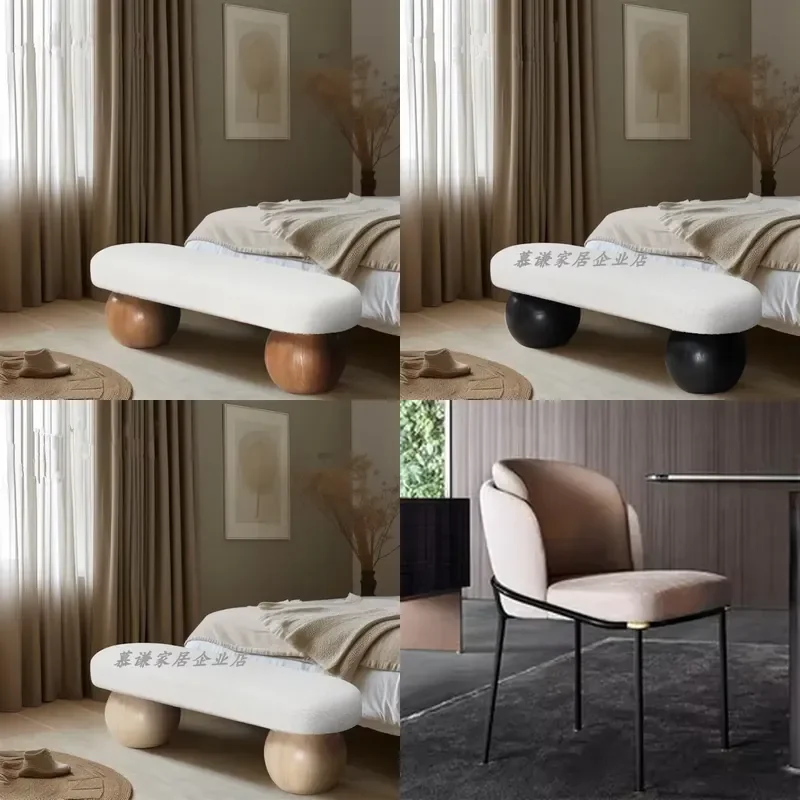 Solid Wood Fabric Bench for Living Room Sofa Stool Bedroom Medieval Bedside Stool Cloakroom Rest Shoe Changing Stool