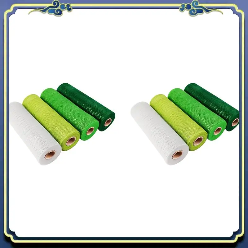 

A56P-8 Roll St. Patrick's Day Poly Mesh Ribbon, Green White Wired Edge Ribbon 10 Inch X 30 Feet Poly Deco Mesh Ribbon