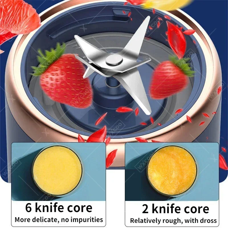 آلة الخلاط المحمولة خلاط عصارة الفاكهة الليمون والبرتقال مع 6 شفرات كوب لصنع العصائر مجموعة أدوات السفر خلاط عصائر أوتوماتيكية #2