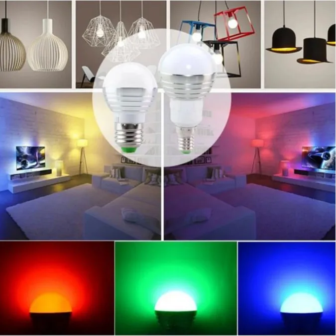 E14 E27 RGB LED Soptlight 5W 7W 85-265V LED RGB bohlam lampu perubahan 16 warna lampu 24key Remote Control dekorasi liburan