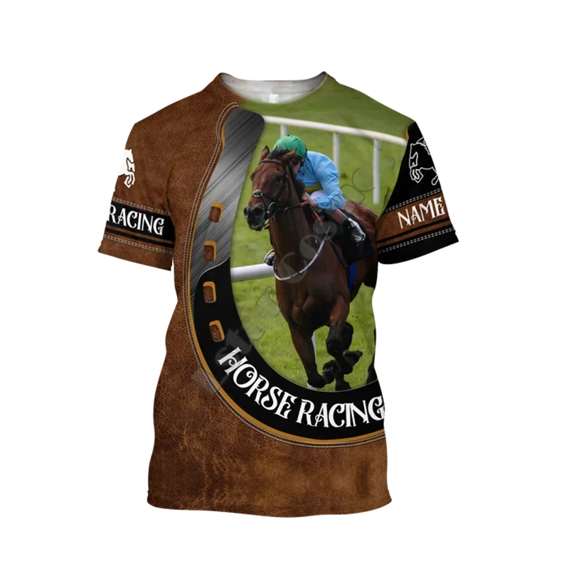 Horse Racing Pattern 3d Printing T-shirt For Men Summer Street Horse Harajuku Clothing Women Short-sleeved Shirt Streetwear