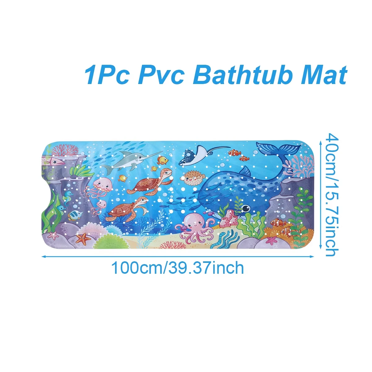 1pc Cartoon Non Slip Bath Mats Ocean Theme Bathtub Mats Dolphin Whale Turtle Shower Mat with Suction Cups & Drain Holes Safe Mat