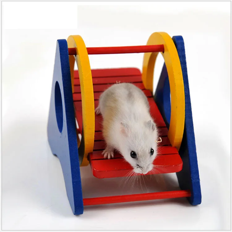 

Hamster Rainbow Swing Stilts Wooden DIY Play Puzzle Colorful Pet Toy Supplies