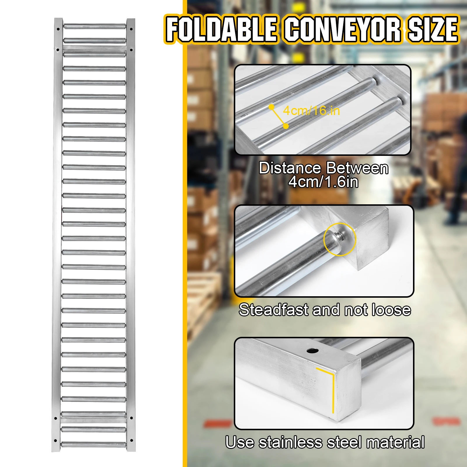 Splicable Roller Conveyor Non-Powered Portable Conveyor Slides Wear Resist Heavy Duty Transport Slide for Water Fruit Beer