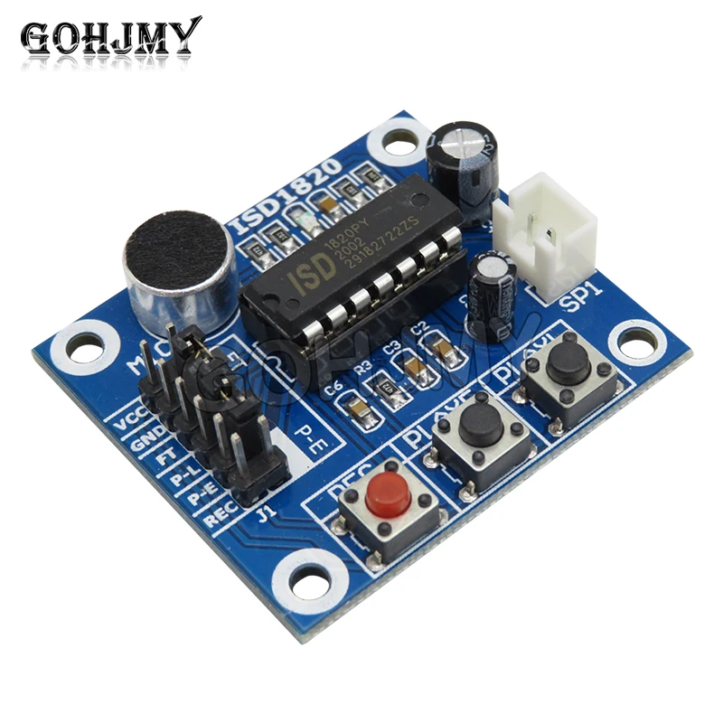 ISD1820 nagrywanie modułu głosowego moduł głosowy nagrywanie i odtwarzanie głosu płyta modułu z mikrofonem 0.5W głośnik