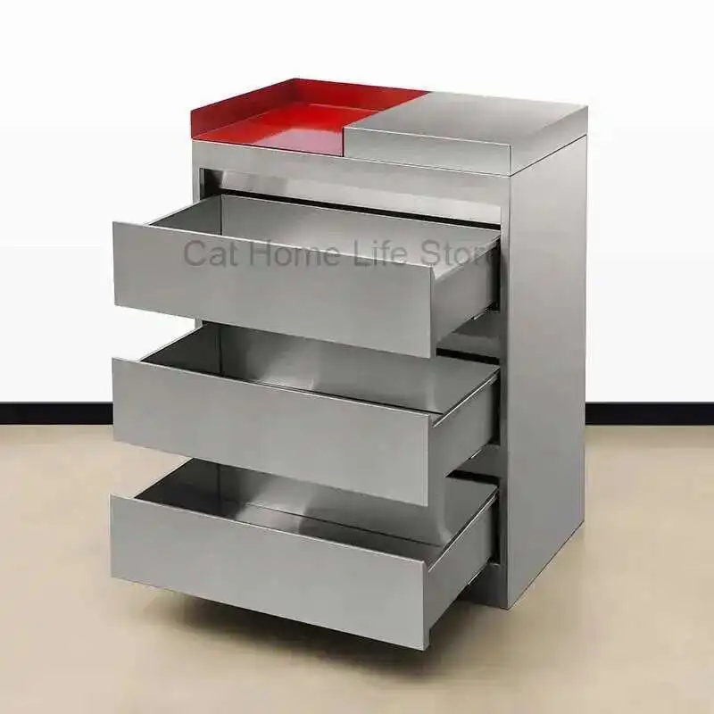 

GrayTrolley Salon Folding Trolleys Stainless Steel Barber Cosmetic Sockets Auxiliary Cart Beauty Chairs Shampoo Beech Make Up