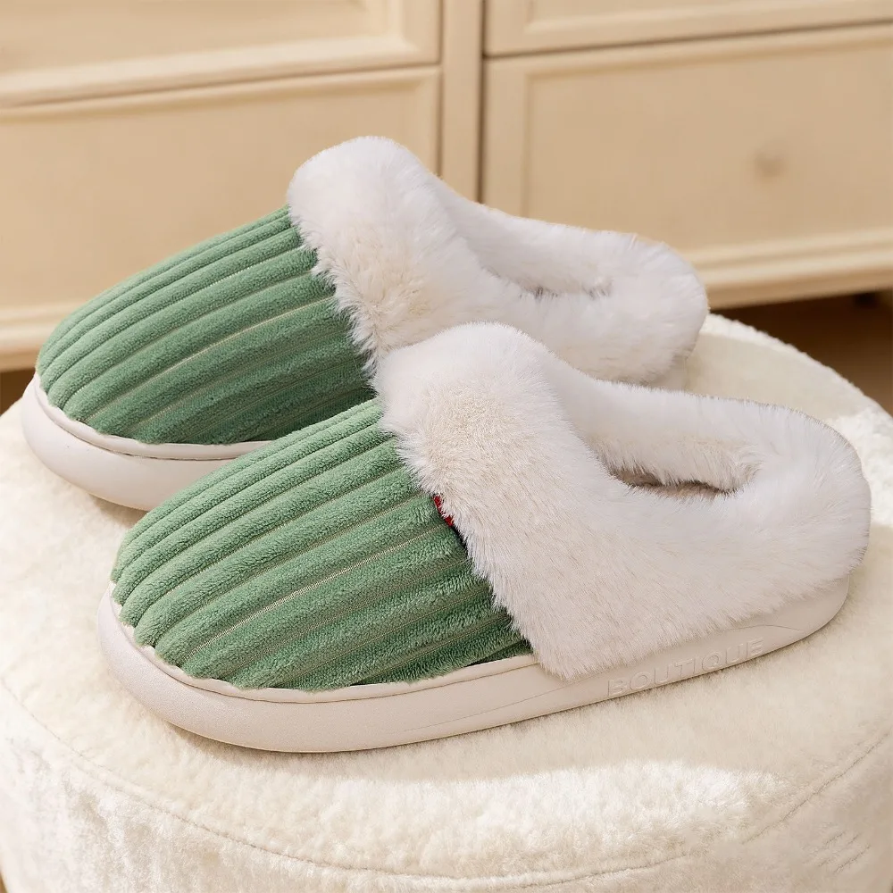 

Women's Winter Slippers 2026 Home Warm Fuzzy Shoes Fashion Indoor Silent Carpet Slides EVA Non Slip Breathable Casual Slipper