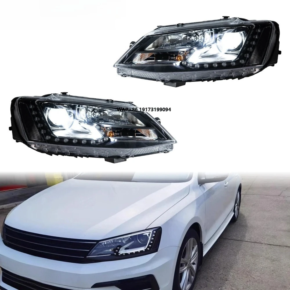 

Фары Jetta 2012-2018: Обновленные светодиодные линзы, передние фонари, автомобильные аксессуары, хит продаж, Plug and Play, DRL