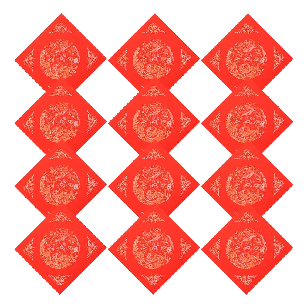 

20 Pcs Calligraphy Red Paper Chinese New Year Flet Couplet Rice Pocket Cutouts Decoraions