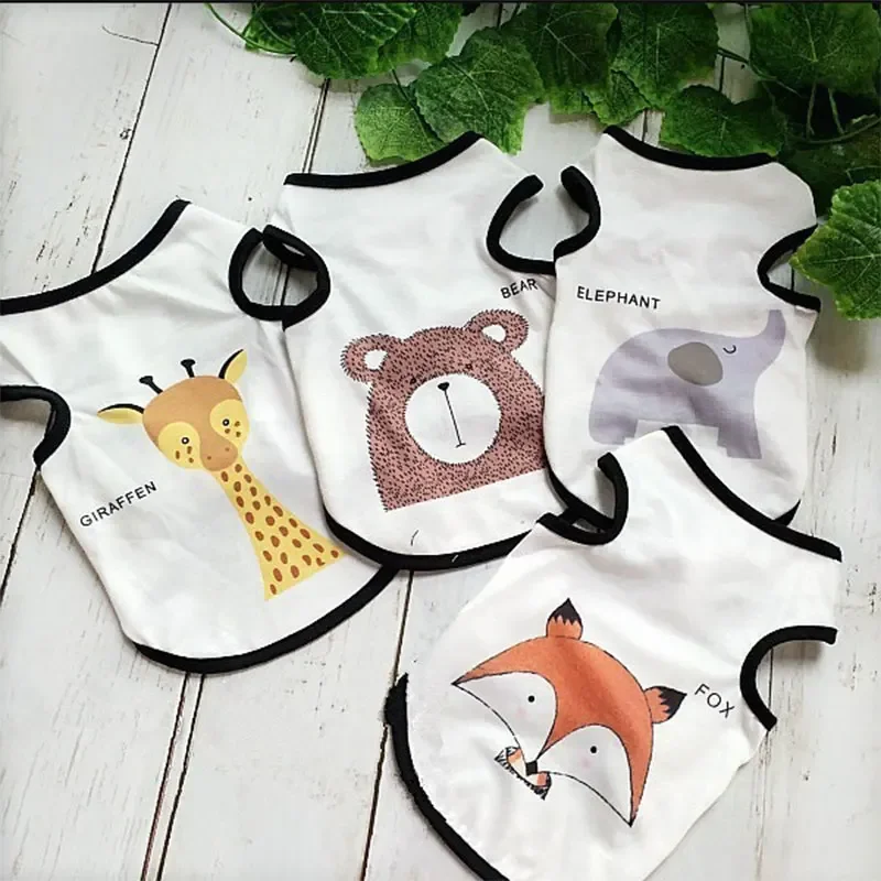 

Cartoon Giraffe Bear Elephant Pet Vest Puppy Breathable Clothes Soft Cat Shirt Puppy Clothes Pet Dog Coat York Chihuahua XS-2XL