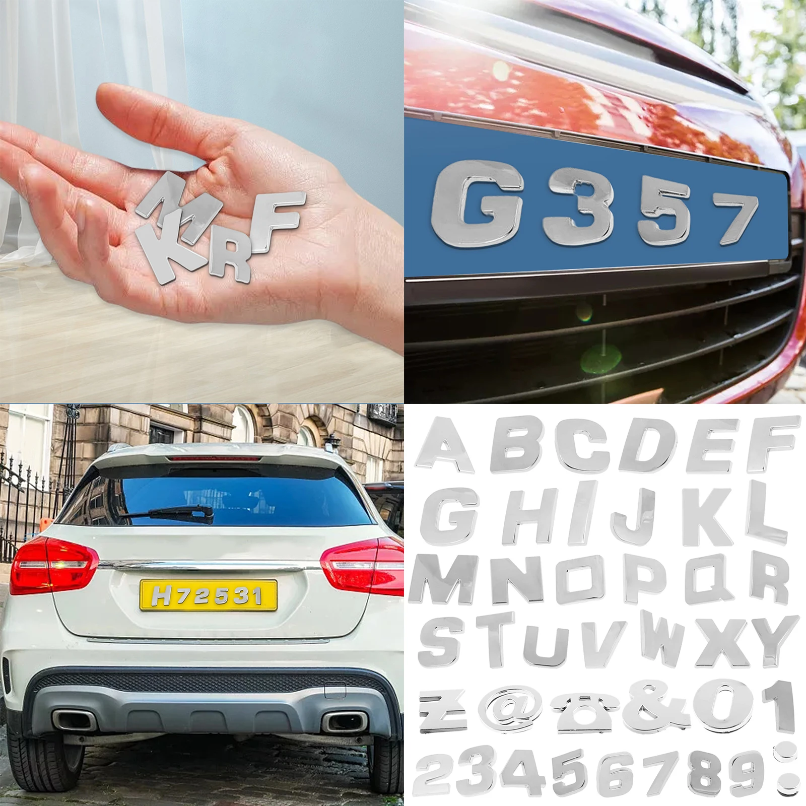 200pcs 3D Car Alphabet Letters Plastic Sticker Multifunctional Chrome Emblem Symbol Stylish For Car DIY Decoration Accessories