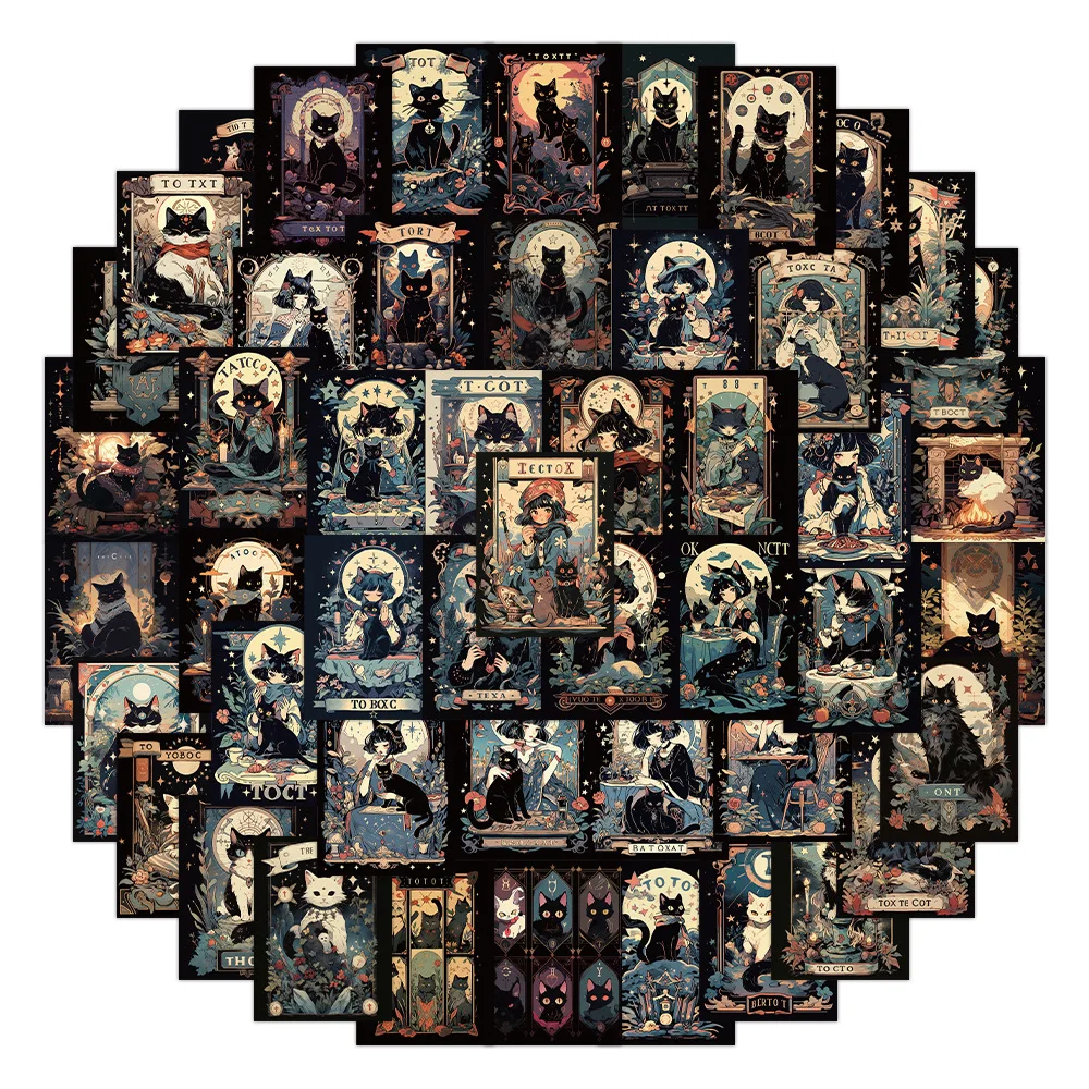 

60PCS Dark Cat and Girls Japanese Anime Card Sticker DIY Phone Laptop Luggage Skateboard Graffiti Decals Fun for Toys Gifts