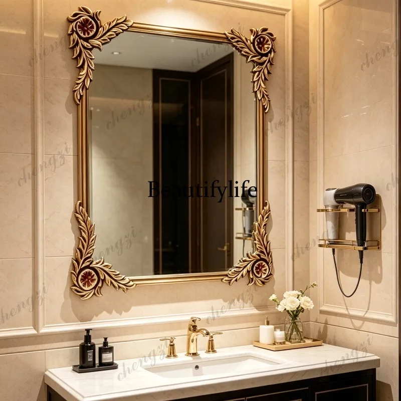 French retro special-shaped American bathroom mirror European makeup mirror court style decorative mirror