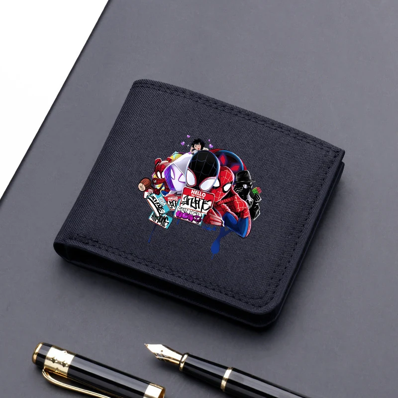 Disney Marvel Spiderman Foldable Coin Purse Anime Movie Cartoon Print Wallet Men Work Daily Money BankCard Storage Mini Bag Gift