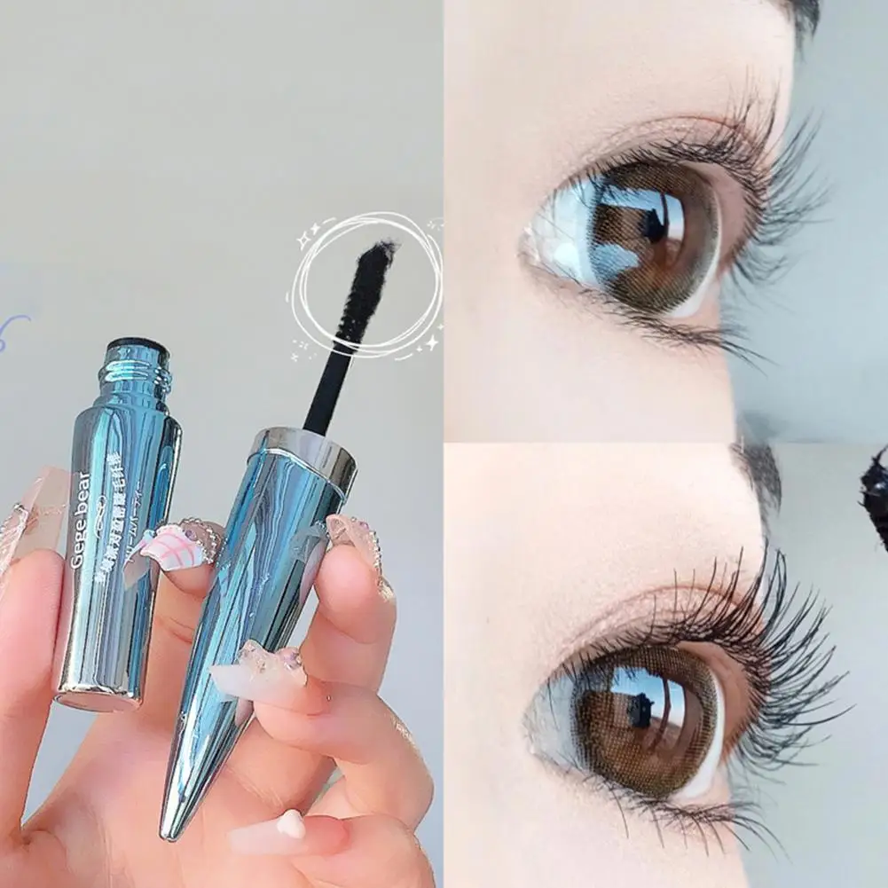 Mascara nero impermeabile Pennello in fibra di seta a lunga durata Estensione ciglia Allungamento Curling Mascara Cosmetici per trucco ciglia