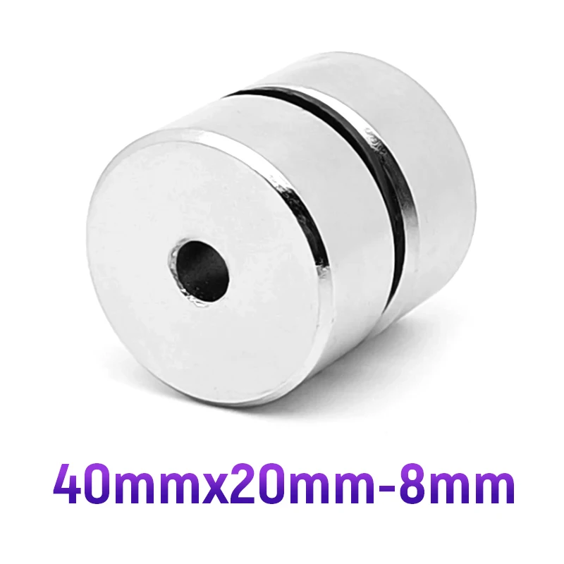 1/2/3/4PCS 40x20-8mm Neodymium Magnet 40mm x 20mm Hole 8mm Round Super Powerful Strong Permanent Magnetic Disc