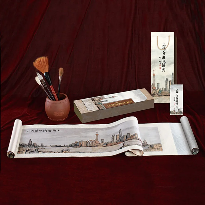 PYJ Shanghai Bund brocade painting silk painting Chinese style gift